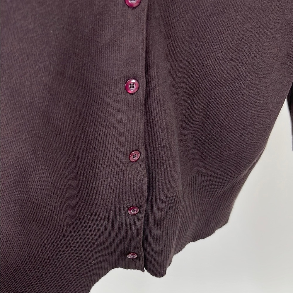 Ann Taylor Loft Women's Y2K Brown Pink V Neck Buttoned Cardigan Small - Picture 9 of 10